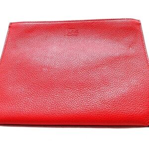 Christian LOUBOUTIN Red Leather Zip clutch with charms